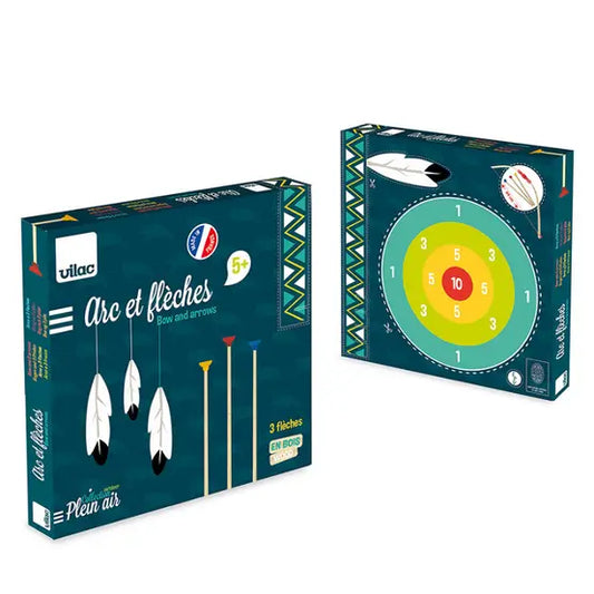 Arc démonté + 3 flèches en boite cible