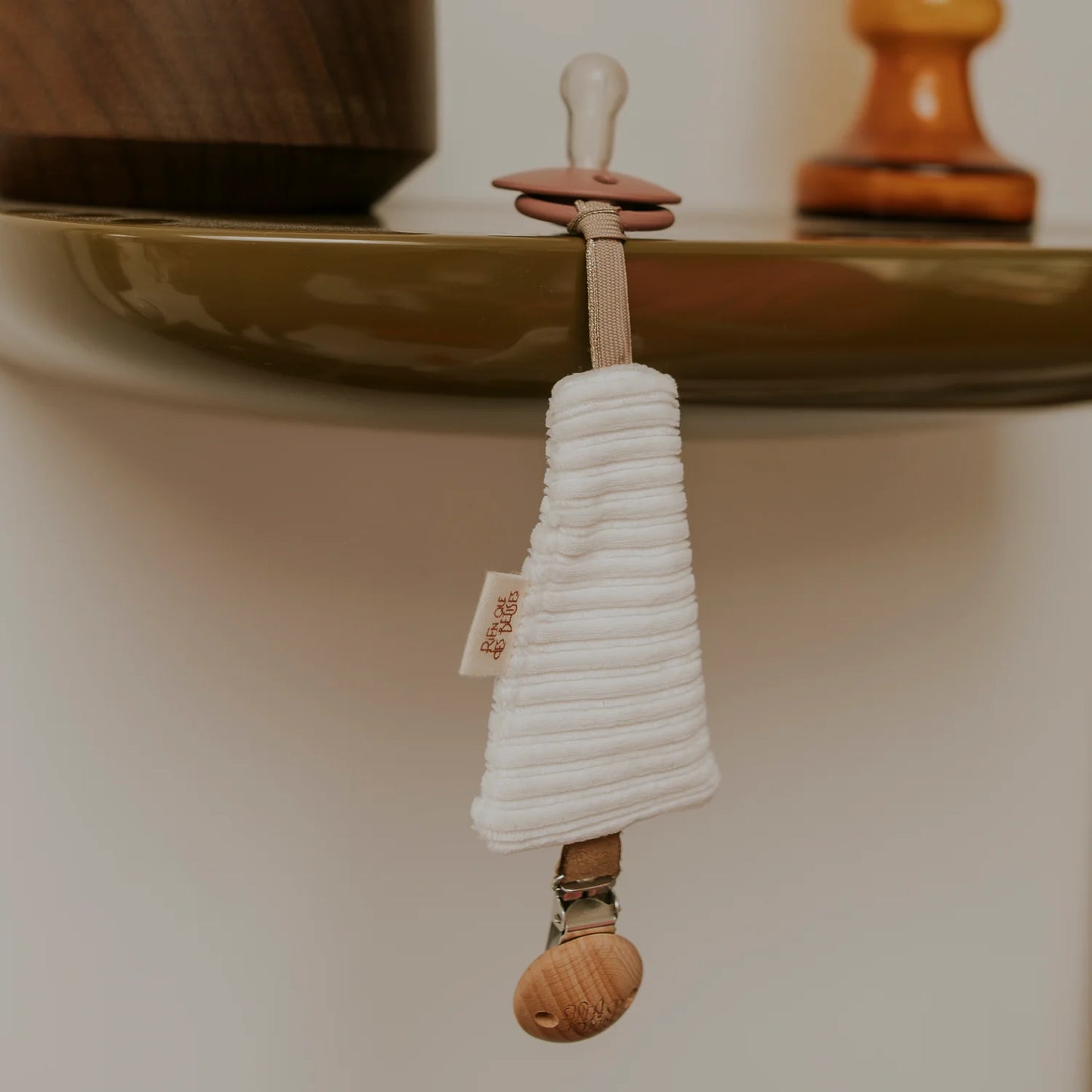 Attache tétine Velours - Ecru