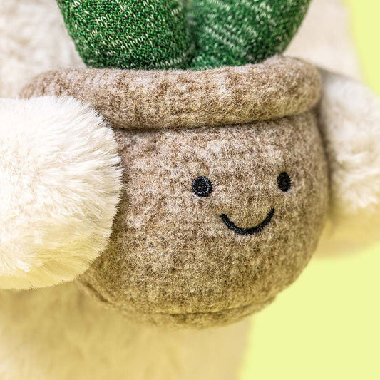 Cream Bunny with Plant