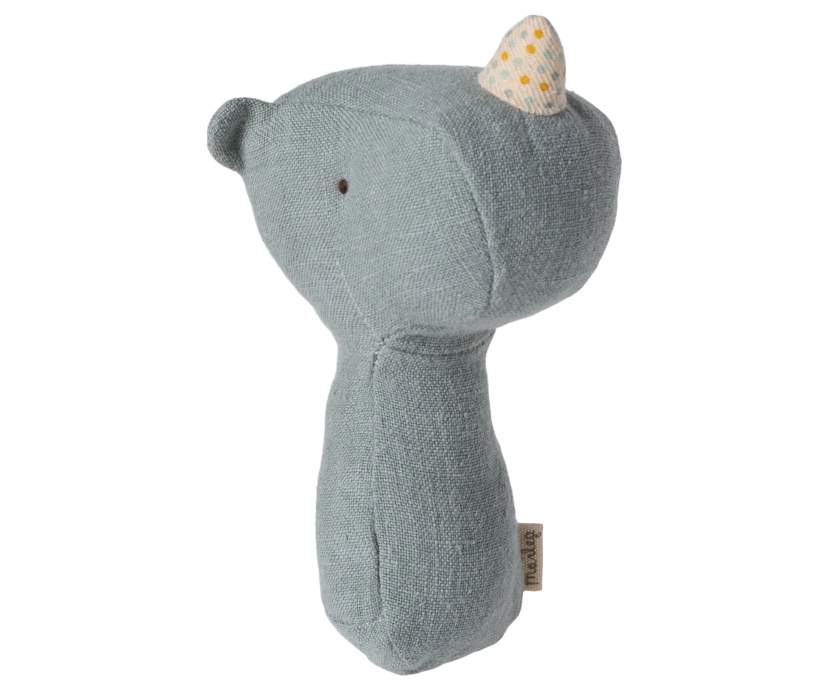 Lullaby friends, hochet rhino - bleu dusty