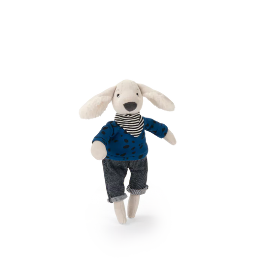 Poupée chien Pilou bleu (en boîte) - Puce et Pilou