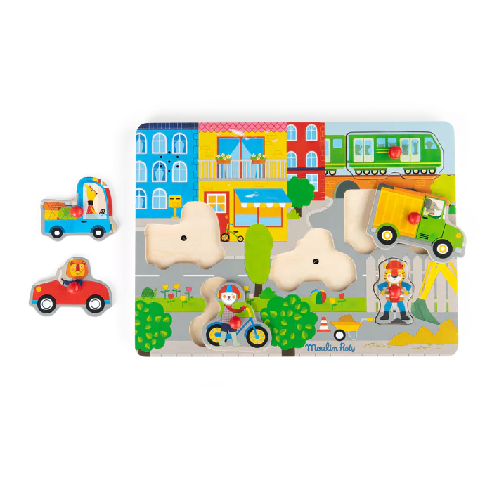 Puzzle sonore La ville en bois - Les Popipop