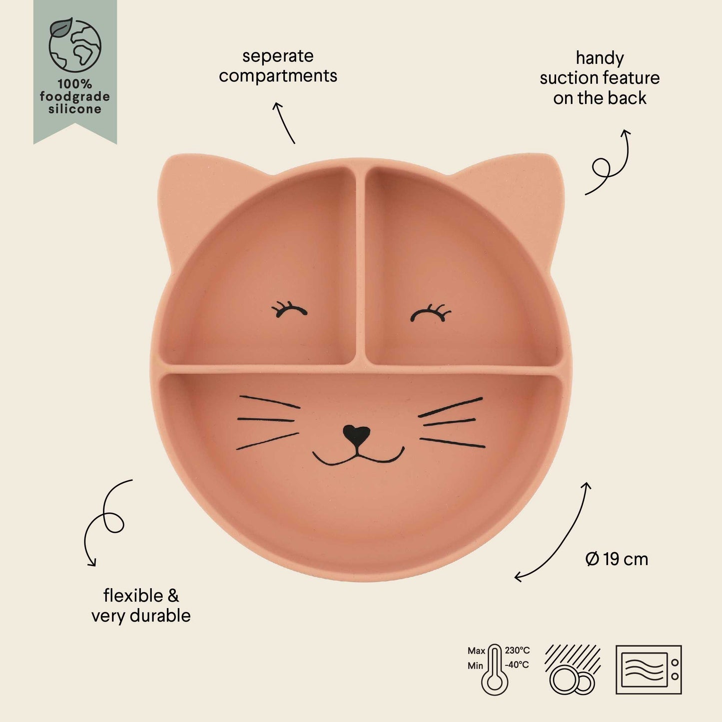 Assiette avec ventouse - Mrs. Cat