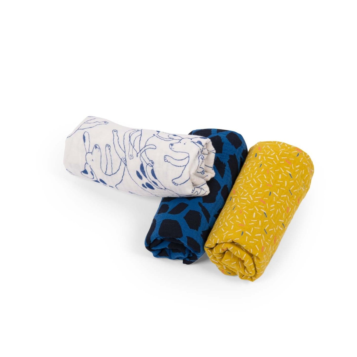 Set de 3 langes imprimés - Puce et Pilou