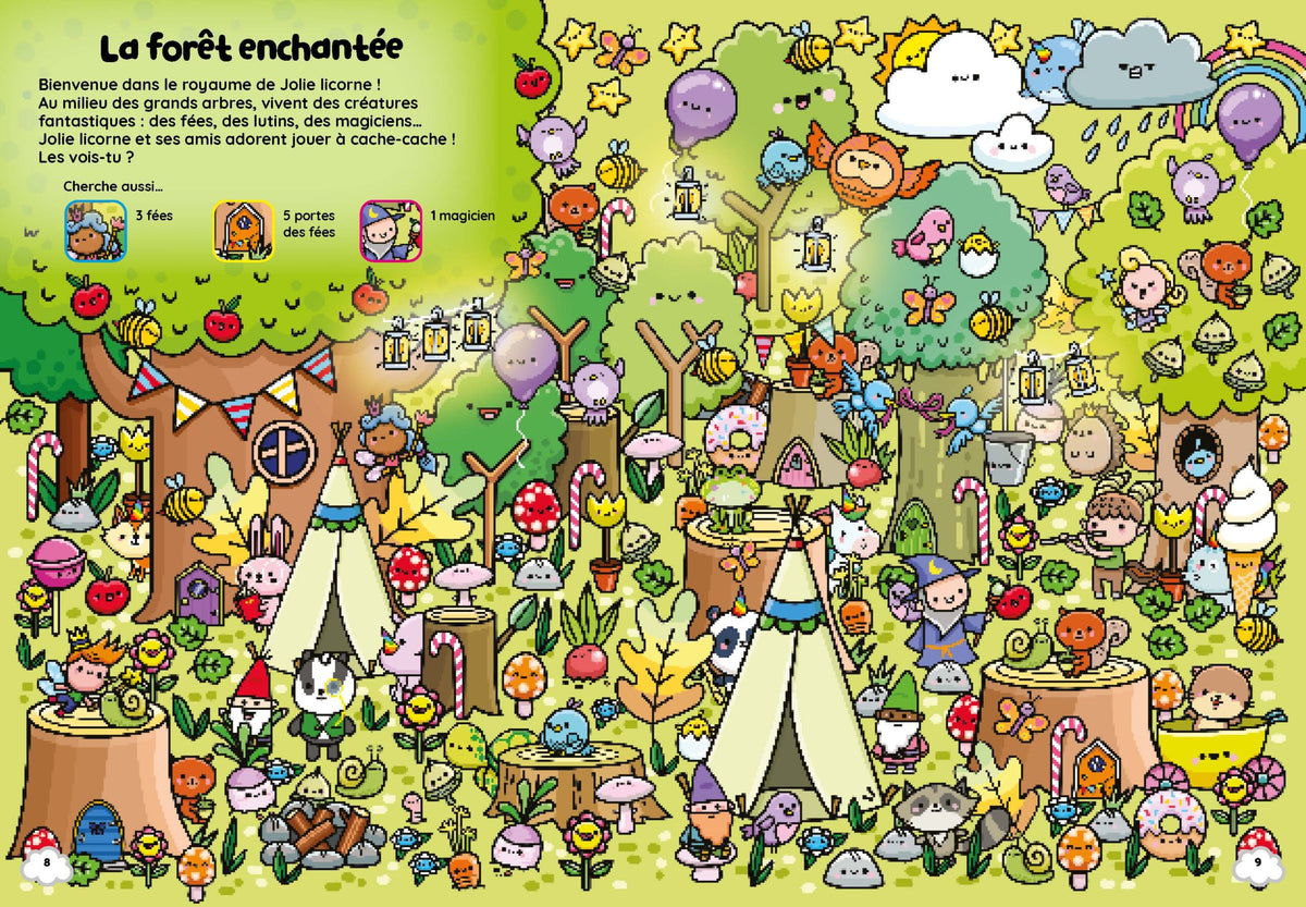 Mon cherche et trouve kawaii - Jolie licorne