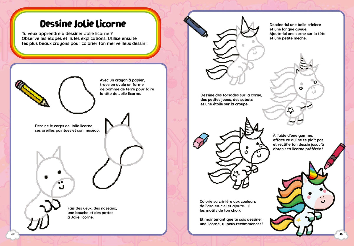 Mon cherche et trouve kawaii - Jolie licorne