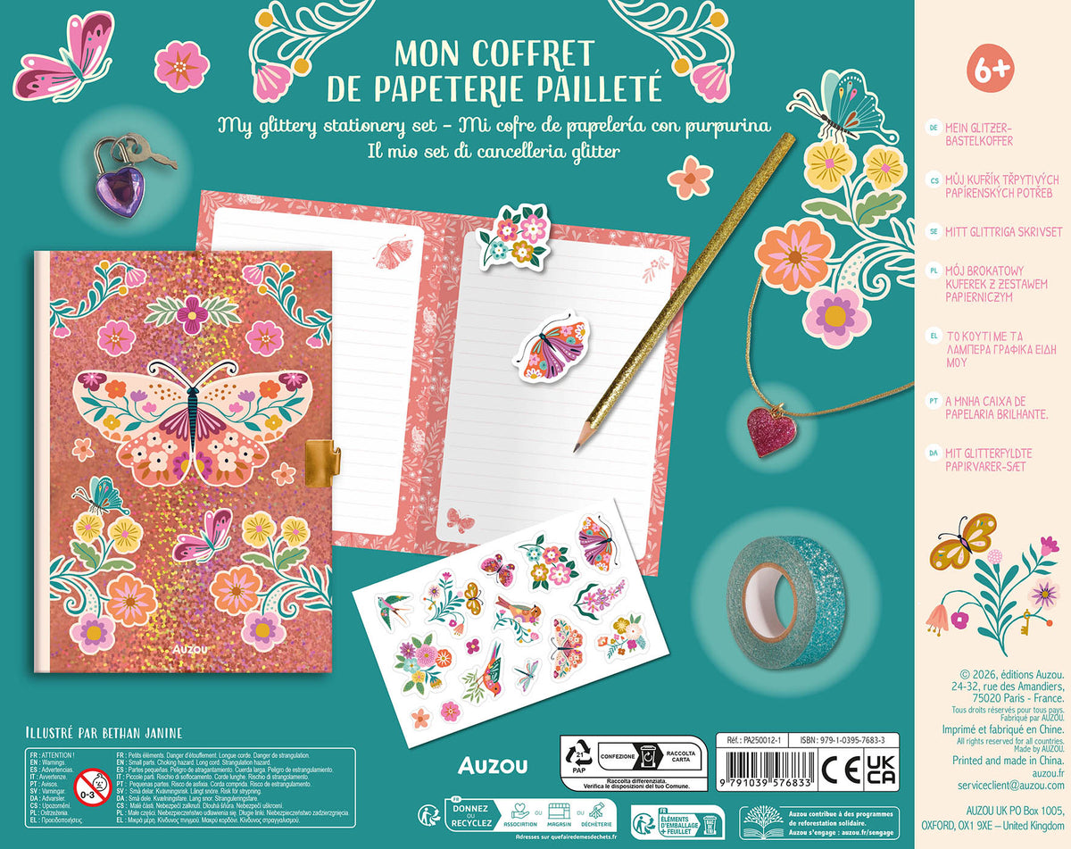 Mon coffret de papeterie pailletée