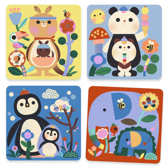 Coloriage à l'eau - Coucou caché maman-bébé du monde