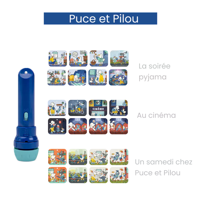 Lampe à histoires - Puce et Pilou