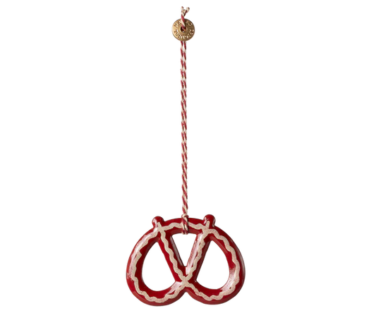 Metal ornament - pretzel rayé maileg
