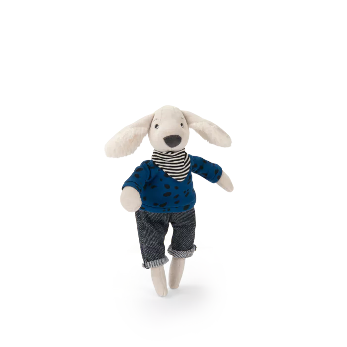 Poupée chien Pilou bleu (en boîte) - Puce et Pilou