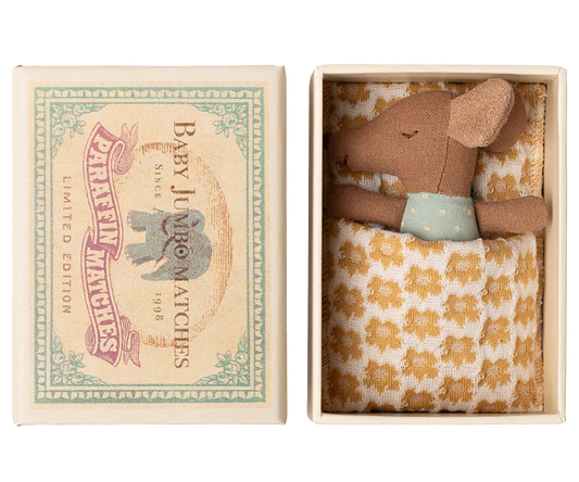 Sleepy wakey baby souris in boîte d’allumettes - blue