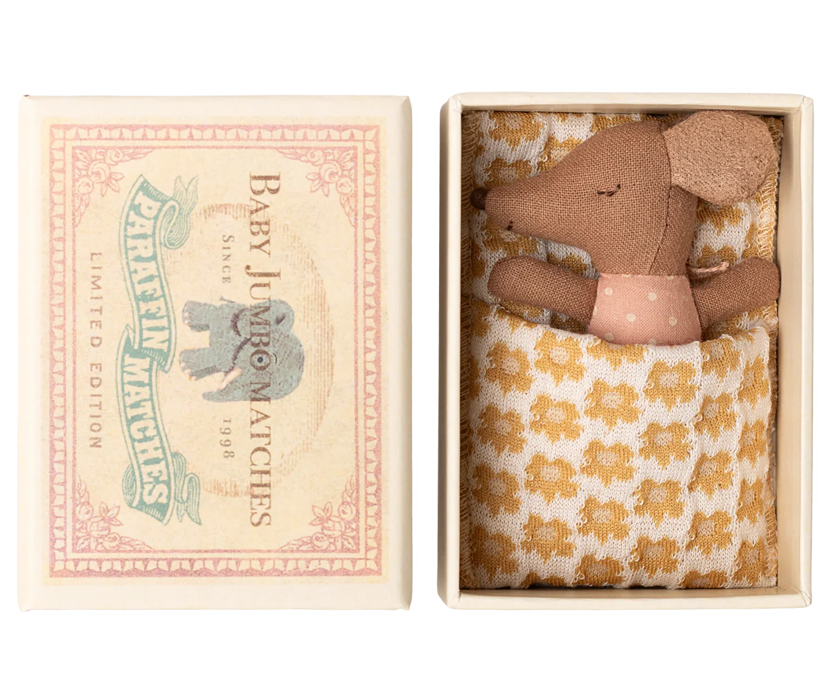 Sleepy wakey baby souris in boîte d’allumettes - rose