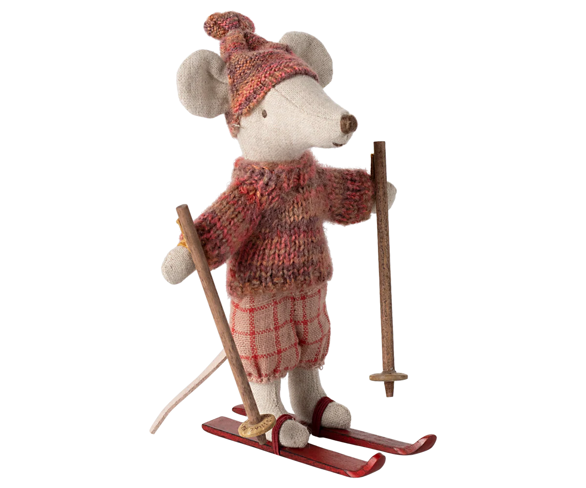 Souris en hiver sur ses skis, grande sœur