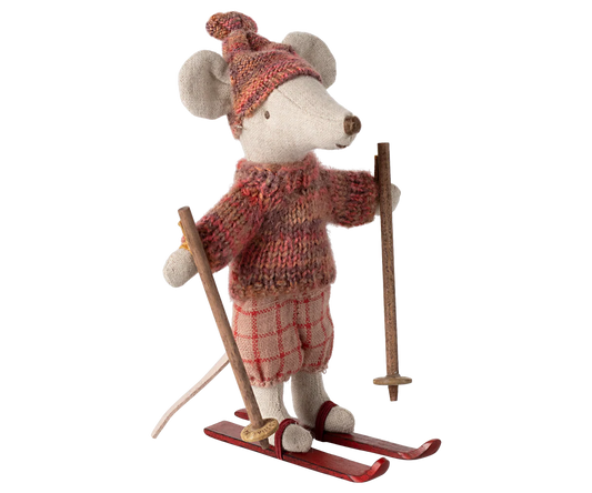 Souris en hiver sur ses skis, grande sœur