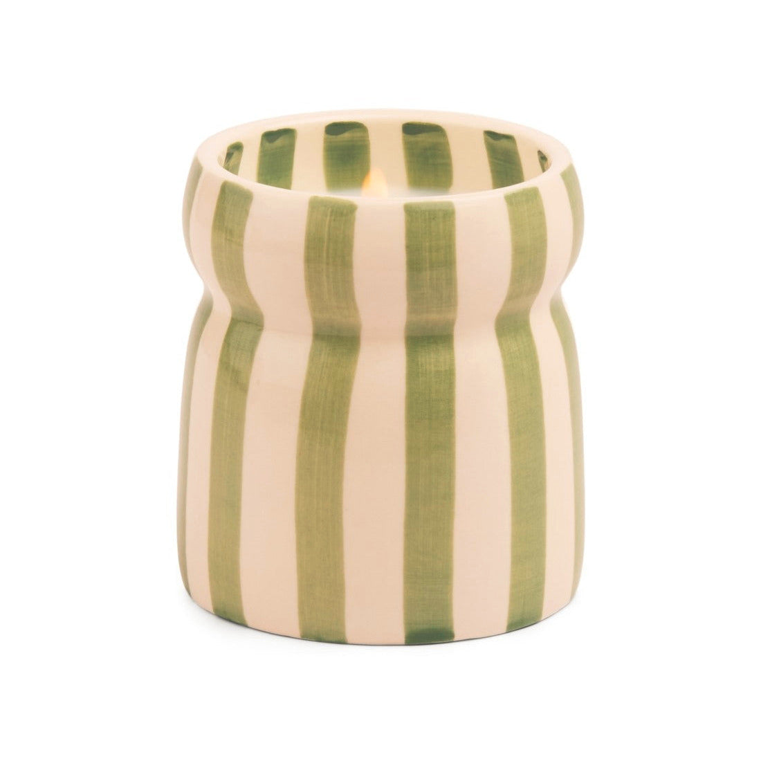 CABANA - Sage Striped Ceramic Candle - Bora Bora