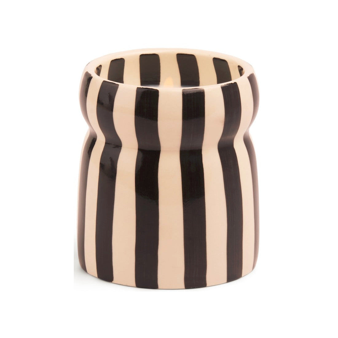 CABANA - Black Striped Ceramic Candle - Lava Stone -Bougie