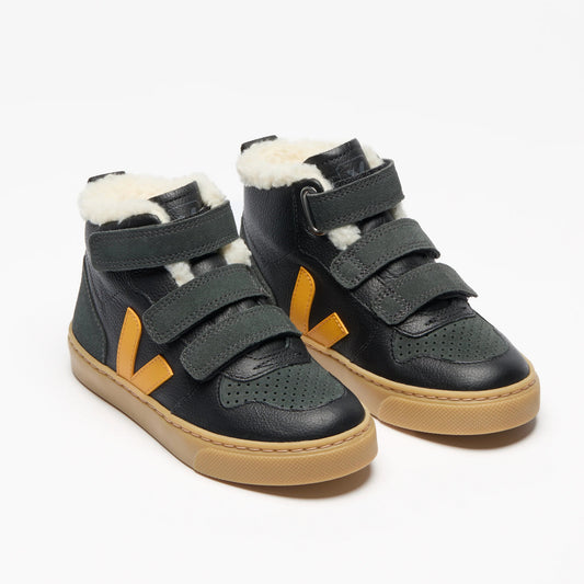 V-10 MID FURED LEATHER BLACK OURO GRAFITE